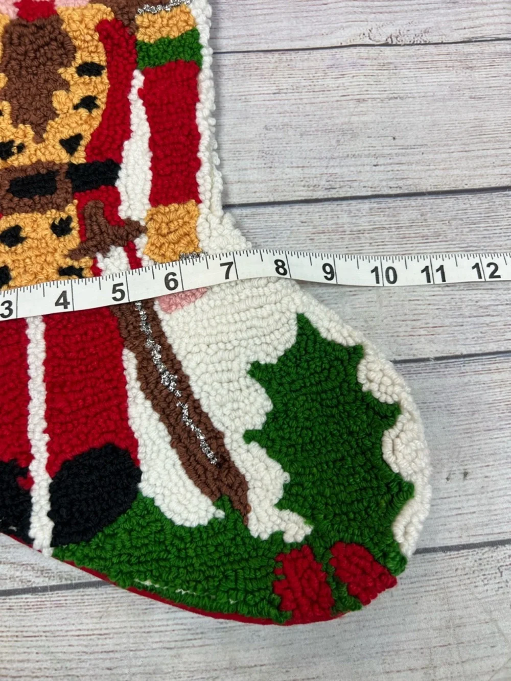 Pier 1 Imports Nutcracker Christmas Stocking Hooked Rug Yarn 3D Hat Holiday